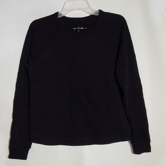 Rag and bone jean quilted sweatshirt black sweater - Picture 2 of 12